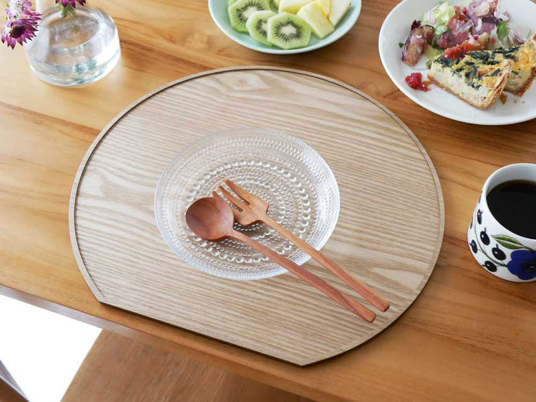 【HinataLife】スタッキングできる天然木の半月膳