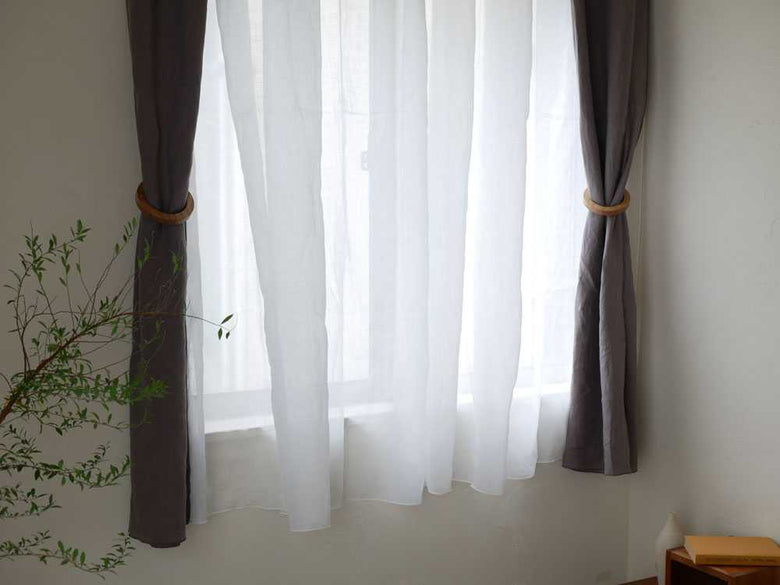 【natsusobiku】リネンのクリップ留めレースカーテン 1枚