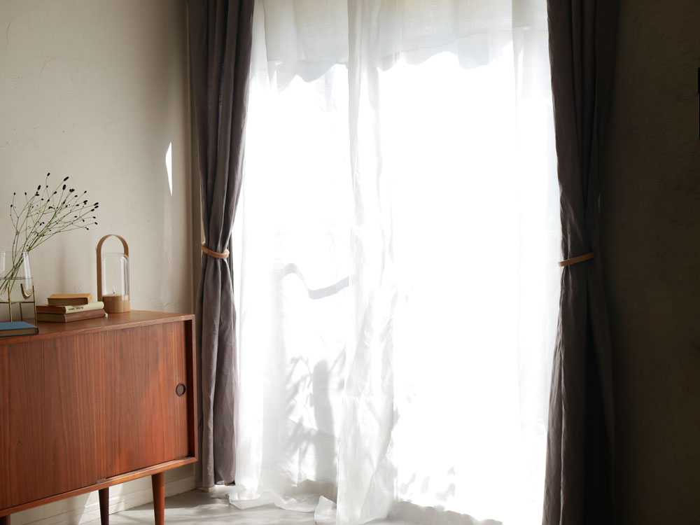 【natsusobiku】リネンのクリップ留めレースカーテン 1枚