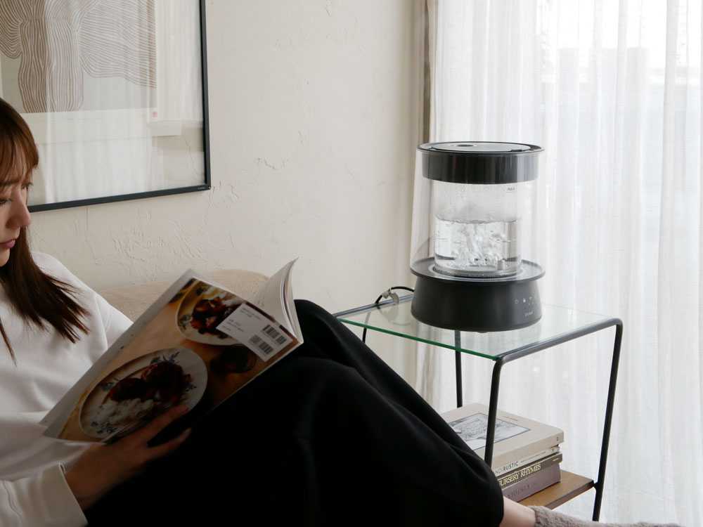 QUADSクワッズガラススチーム加湿器を配置したインテリア