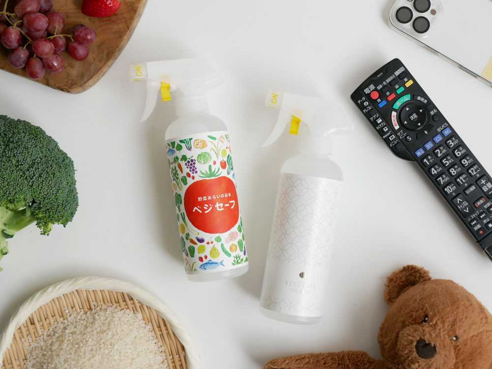 ベジセーフ 野菜あらいの水400ml×1本＋forROOM400ml×2本＋野菜あらいの水1200ml×1本の仕様シーン1