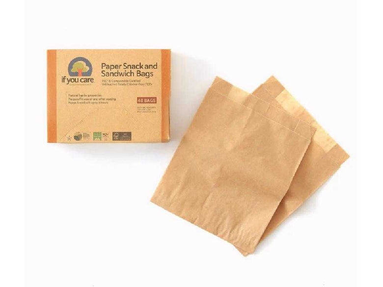 【if you care/イフユーケア】FSC＆コンポスト認証　無漂白スナック＆サンドイッチバッグ（48枚入り)