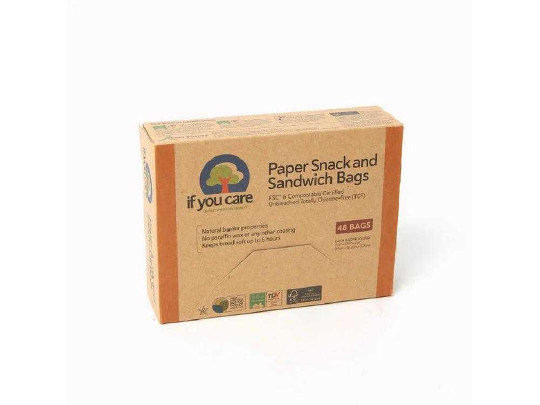 【if you care/イフユーケア】FSC＆コンポスト認証　無漂白スナック＆サンドイッチバッグ（48枚入り)