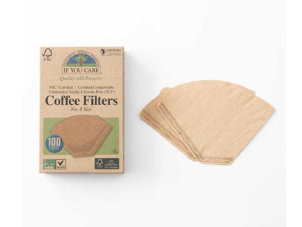 【if you care/イフユーケア】FSC＆コンポスト認証 無漂白コーヒーフィルター No.4サイズ（1～4杯用） 100枚入り