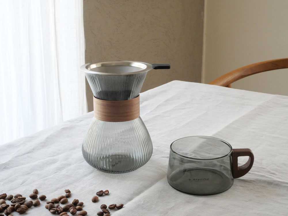 【adepeche/アデペシュ】ガラス×ウォールナットのカップ/カラフェnoon collection