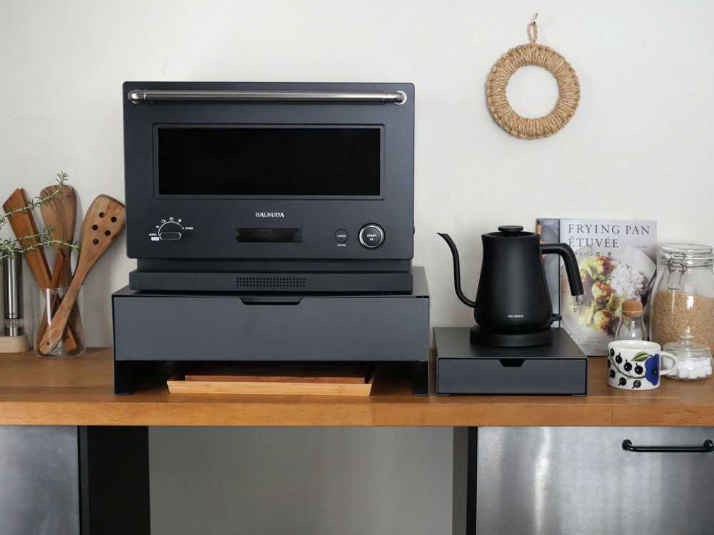 スチール製キッチン家電下収納ラック Sサイズ2点セットの仕様シーン3