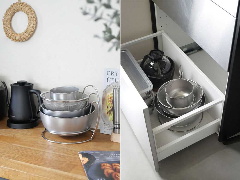 片手で取り出せるボウルラック