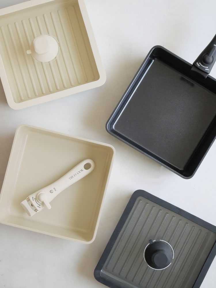 【TRUECOOK/トゥルークック】コンパクトに収納できる四角いフライパンセット