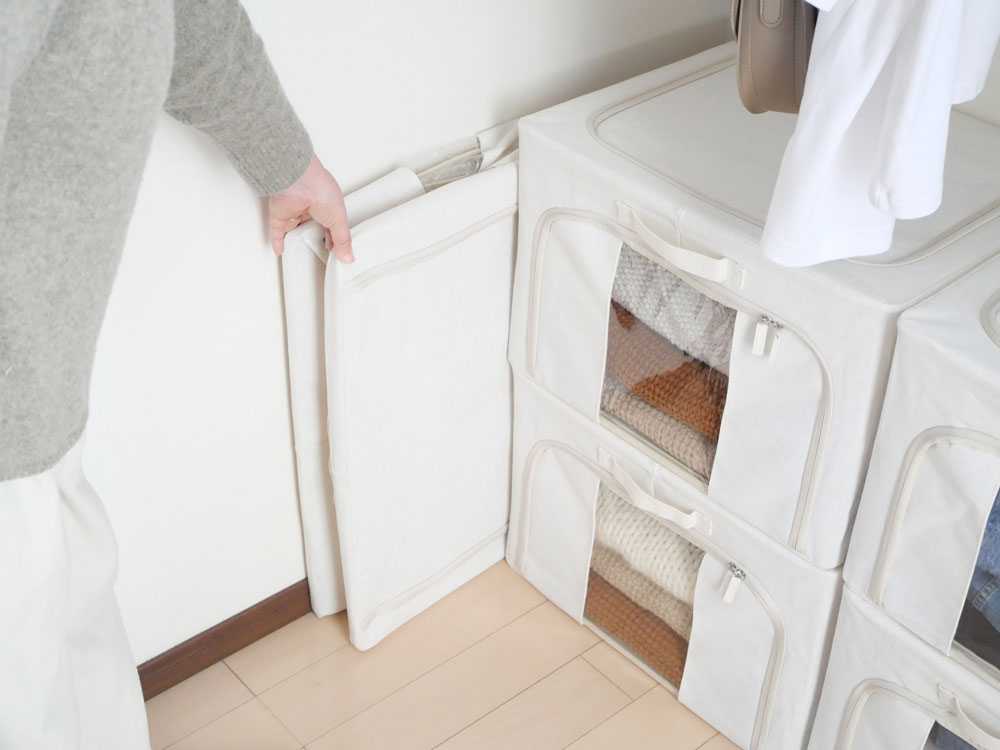 好きなところから開けられる折りたたみ式布製収納ボックス 2個セット