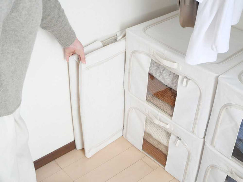 好きなところから開けられる折りたたみ式布製収納ボックス 2個セットの仕様シーン5