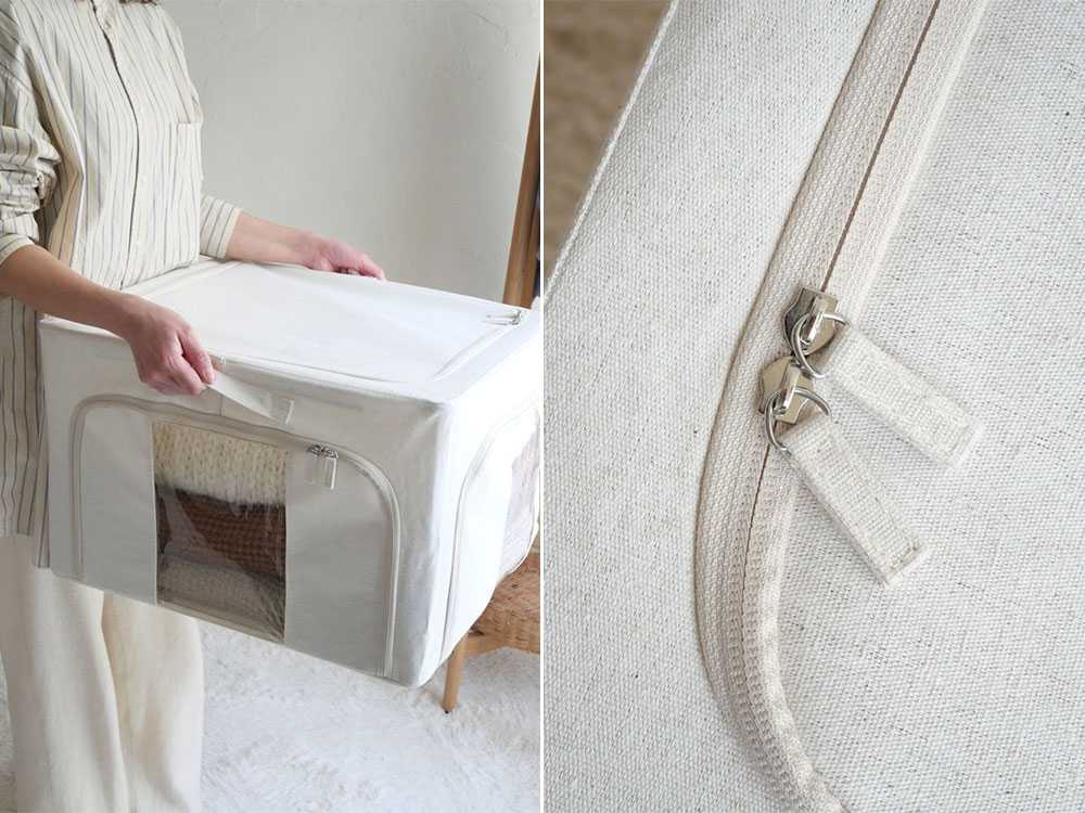 好きなところから開けられる折りたたみ式布製収納ボックス