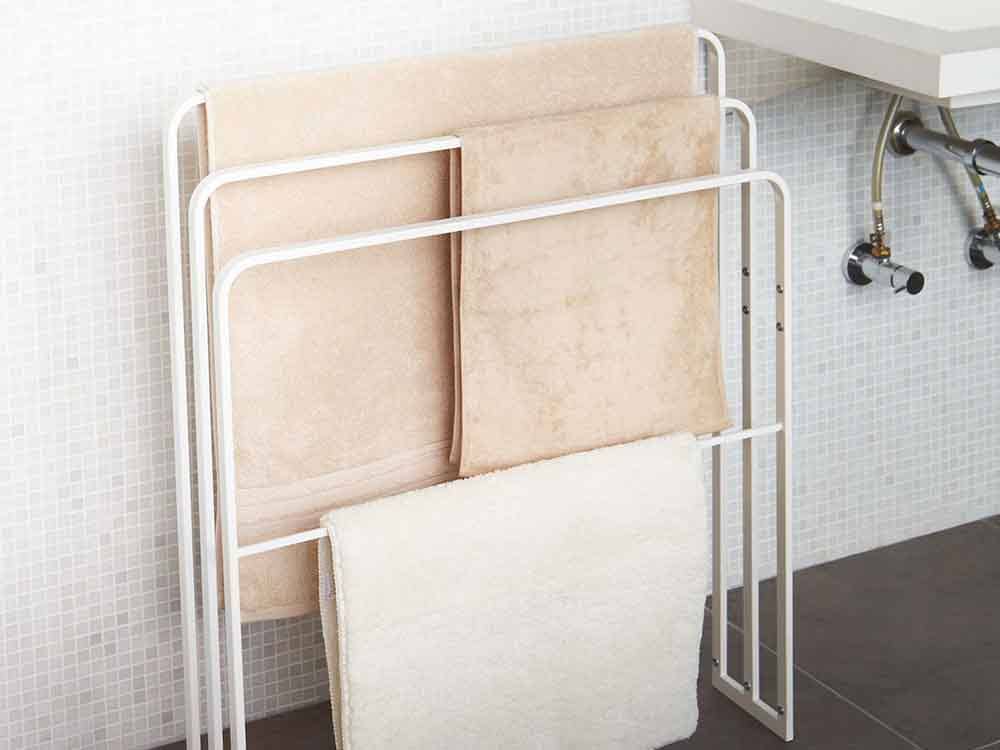 Yamazakiタワー横掛け3連バスタオルハンガー