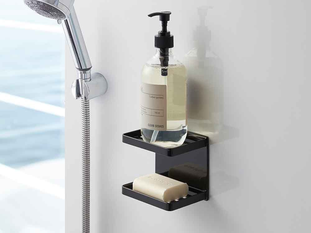 タワー製マグネットバスルーム用2段ソープトレー