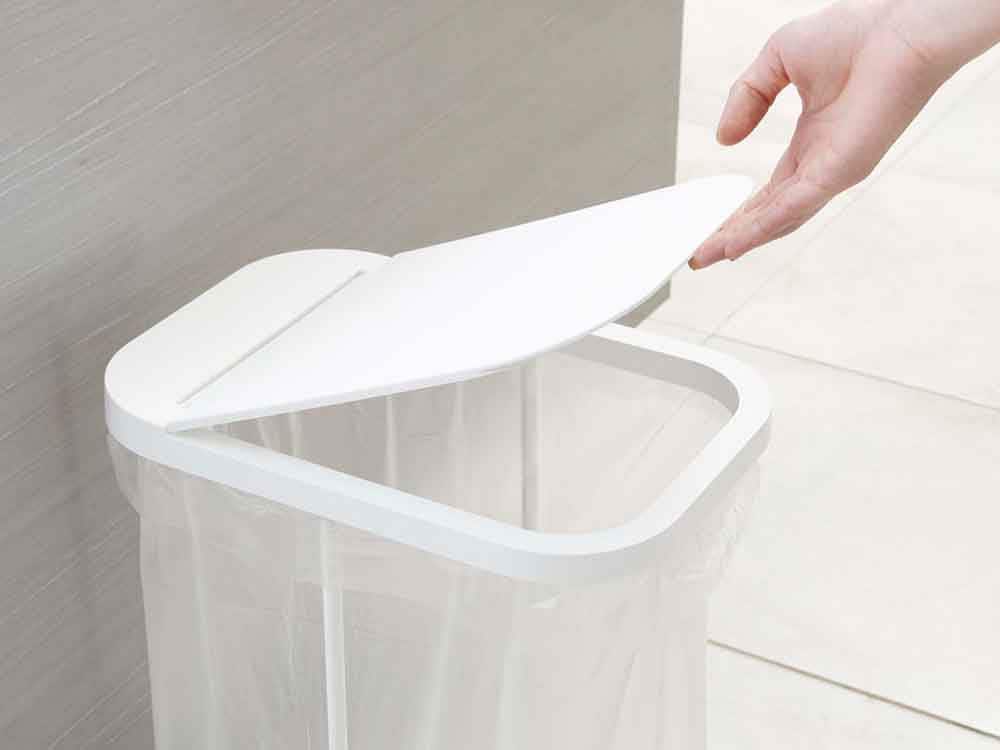 Luceルーチェのシルバー円筒型分別ゴミ袋ホルダー