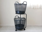 ライクイットの2段グレーランドリーバスケット