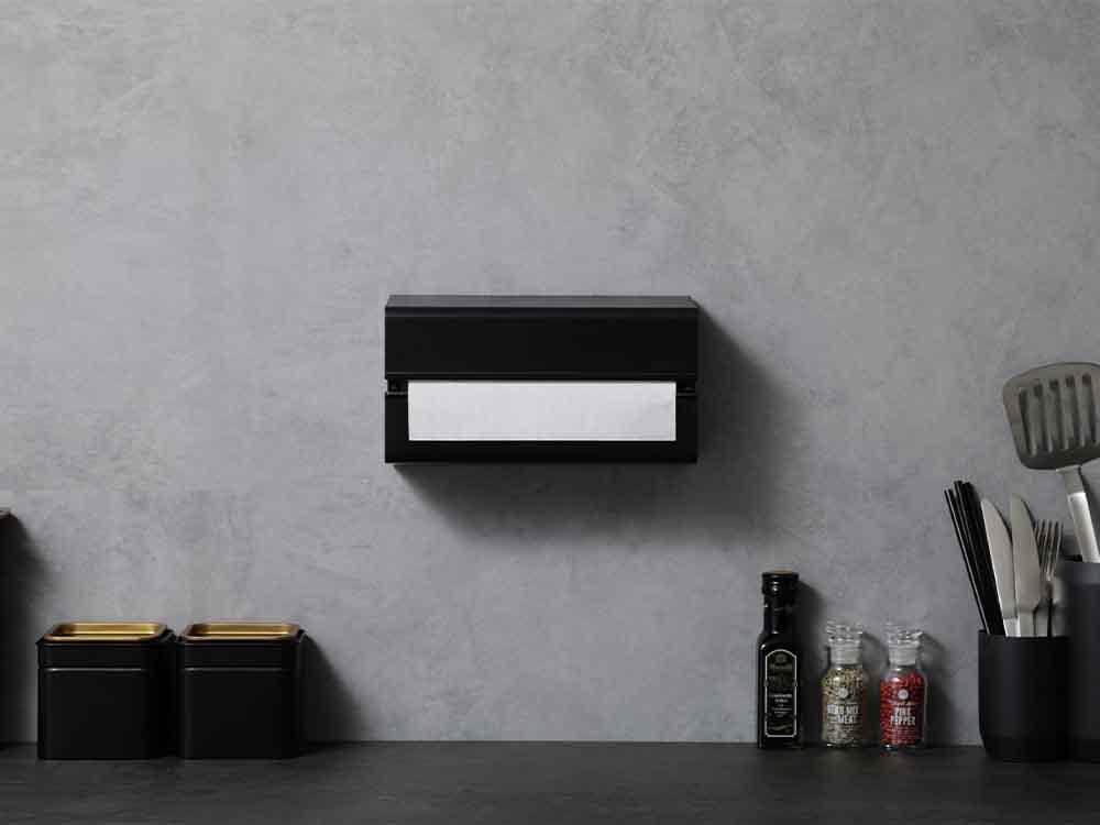 マット仕上げの壁掛けペーパータオルケース