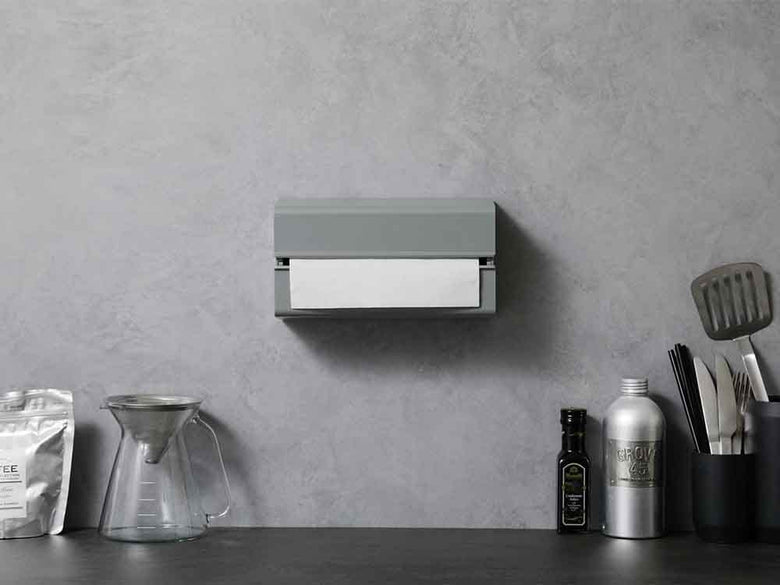 アッシュ色の壁掛けペーパータオルケース