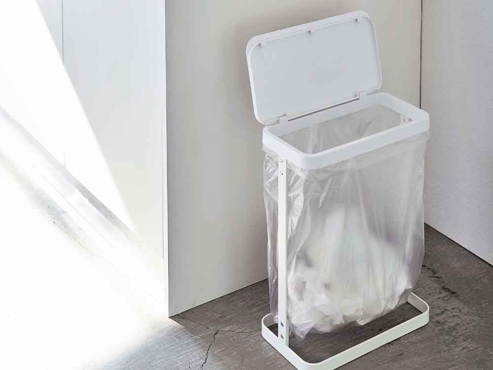 ルーチェのスチール製蓋付き分別ゴミ袋ホルダー