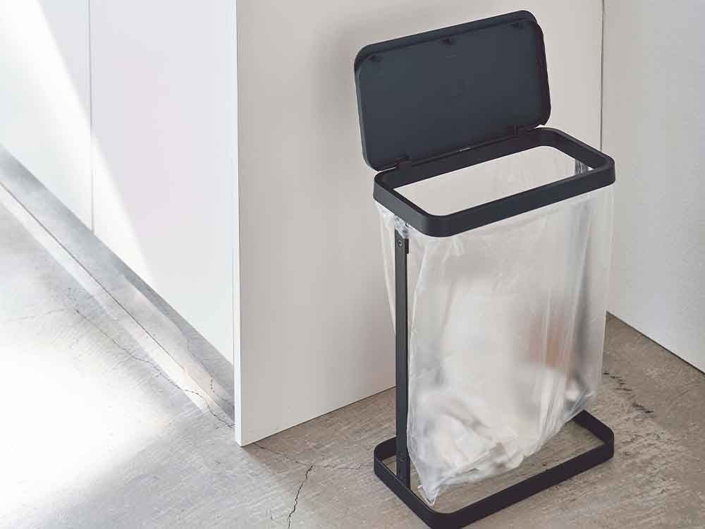 LUCE製銀色スチール分別ゴミ袋ホルダー