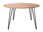 オーク材のアイアン脚付き丸型ダイニングテーブル
