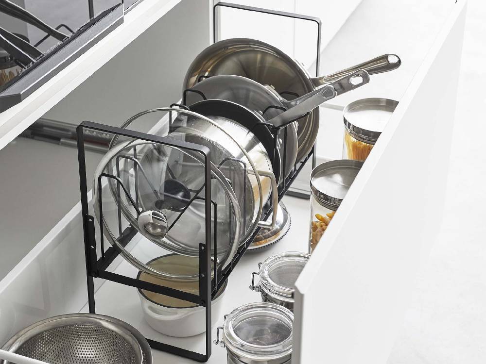 タワーシンク下用鍋蓋・フライパン収納ラック 2段