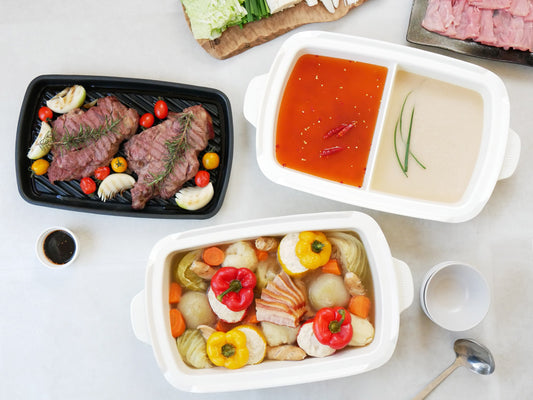 BRUNOグランデ用仕切り鍋、グリルプレート、深鍋のセット