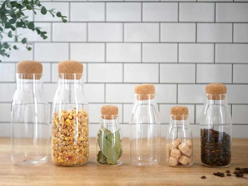 キントーの耐熱ガラスキャニスター、コルク蓋付き