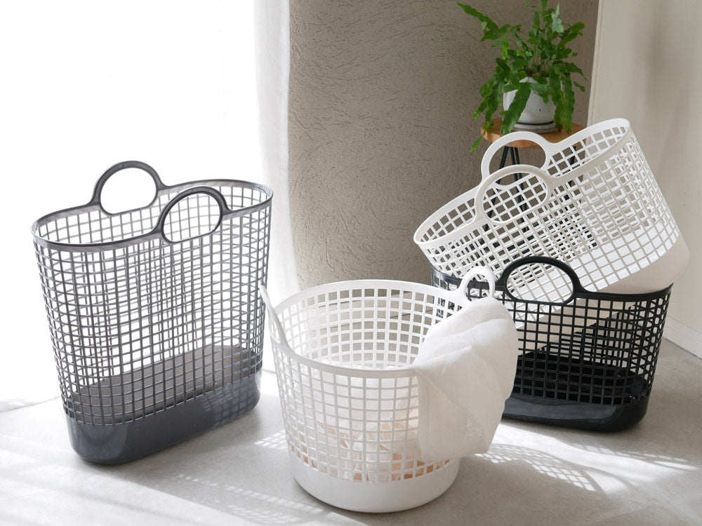 like-itのポリエチレン製ラウンドタウンバスケット、持ち手付き