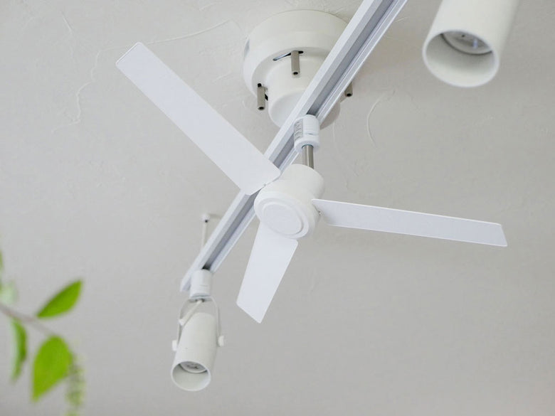 BRIDのダクトレール式天井ファン DCプラス Φ50、照明機能付き