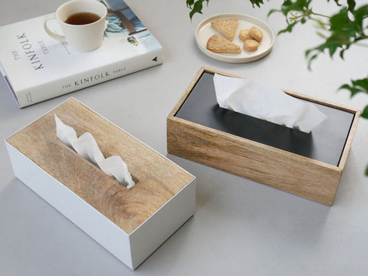 POSH LIVING マンゴーウッドとアイアンのティッシュケース