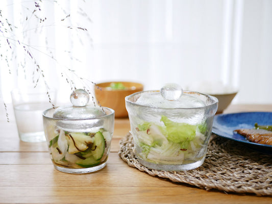 キントー製ソーダガラスの浅漬け用鉢