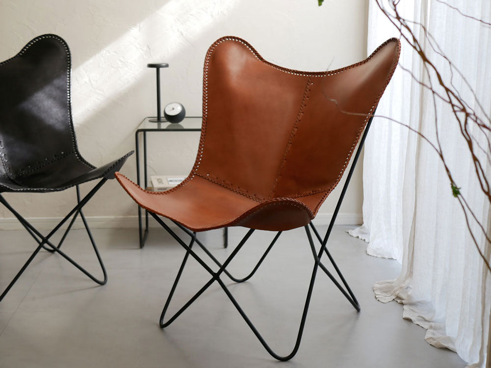 WRAPS製アイアンと牛革のバタフライチェア
