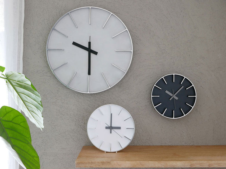 レムノス エッジクロック 白アルミ壁掛け時計