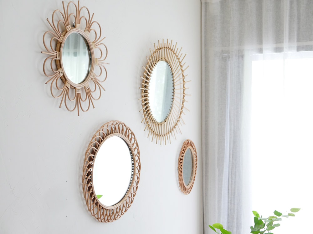 早いもの勝ち！アデペシュ　rotta rattan mirror 3個セット adepeche/アデペシュ】rotta ラタンミラー｜【公式】ひなたライフ