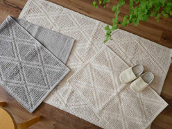 Horn Please MADEの100％コットン製ダイヤチェック柄フロアマット