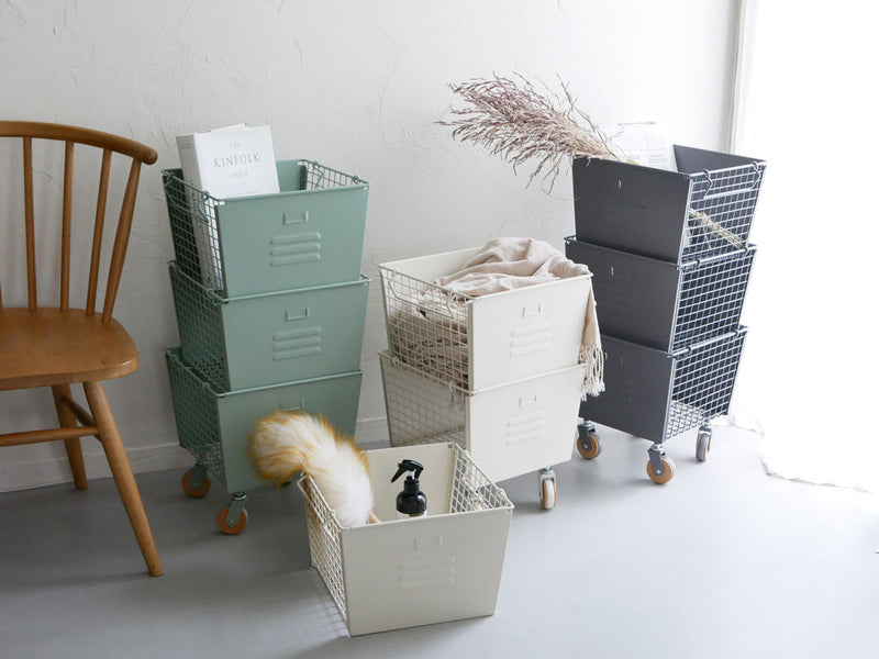 マッシュ製スチールリヴ3段スタッキングボックスセット