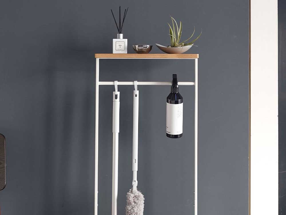 YAMAZAKIタワー引っ掛け傘立て、木製天板と3フック付き