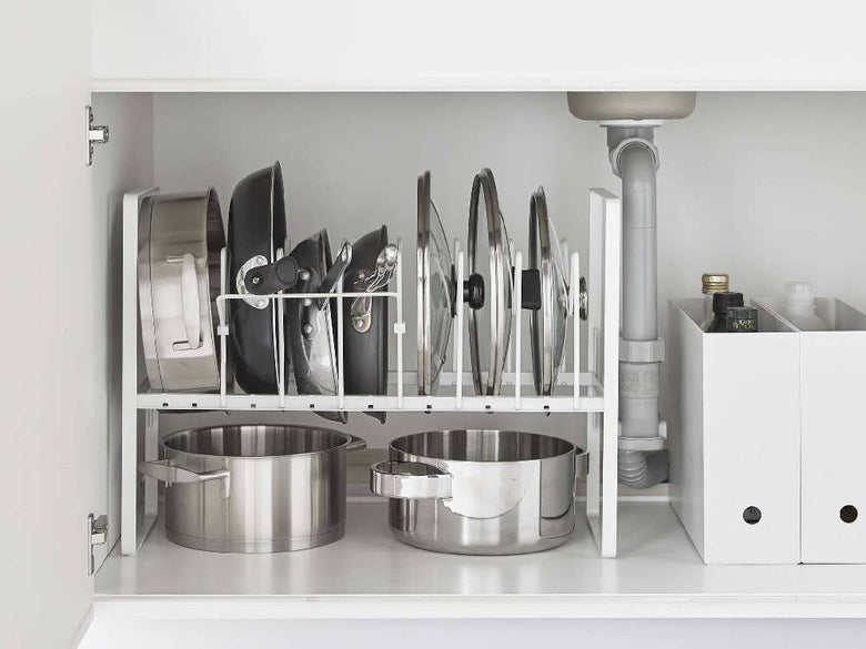 タワーのシンク下2段鍋蓋・フライパン収納ラック