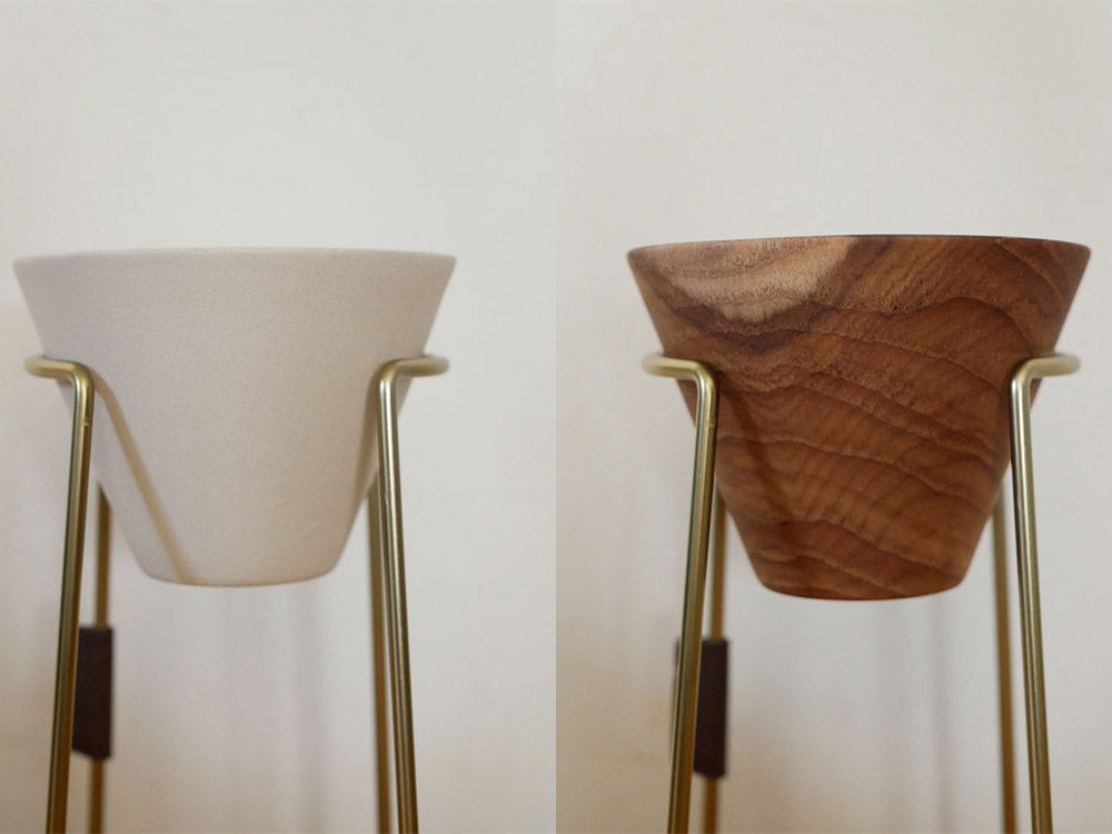 サラサデザインの天然素材チークとストーンウェア製コーヒードリッパーセット