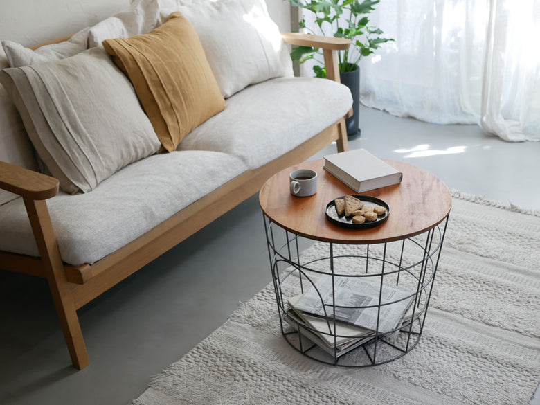 Horn Please MADEの木と鉄製バスケットテーブル