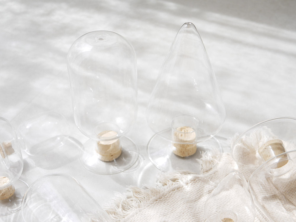 POSH LIVINGの耐熱ガラス製シードボトル、直径9cm高さ19cm、中国製