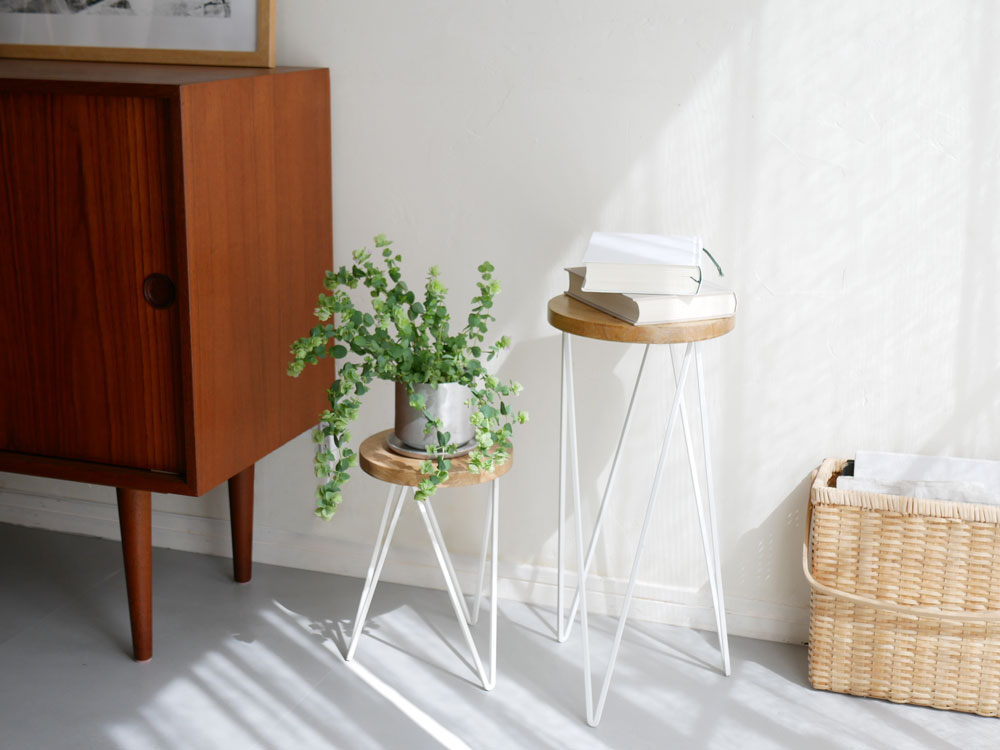 ポッシュリビングのアイアンとマンゴーウッド製サークルスタンド