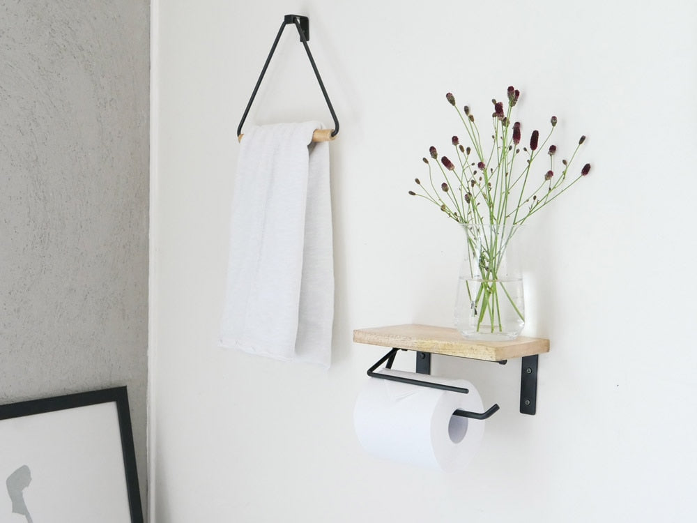 アイアンと木製のポッシュリビング トイレットペーパーホルダー