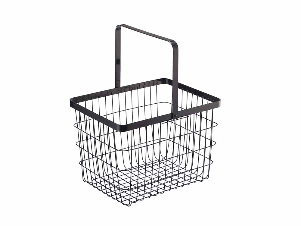 山崎タワートスカ製ランドリーワイヤーバスケット、スチール素材でハンドル付きの家庭用収納バスケット。