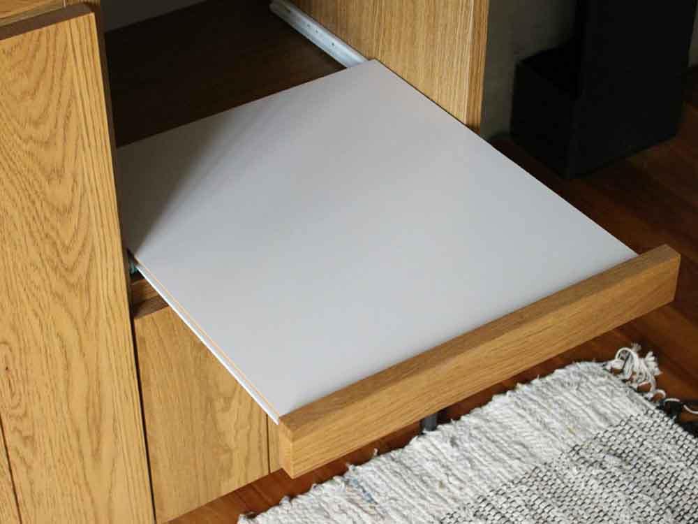 adepecheカウンターボード、オーク無垢前板とスチール脚