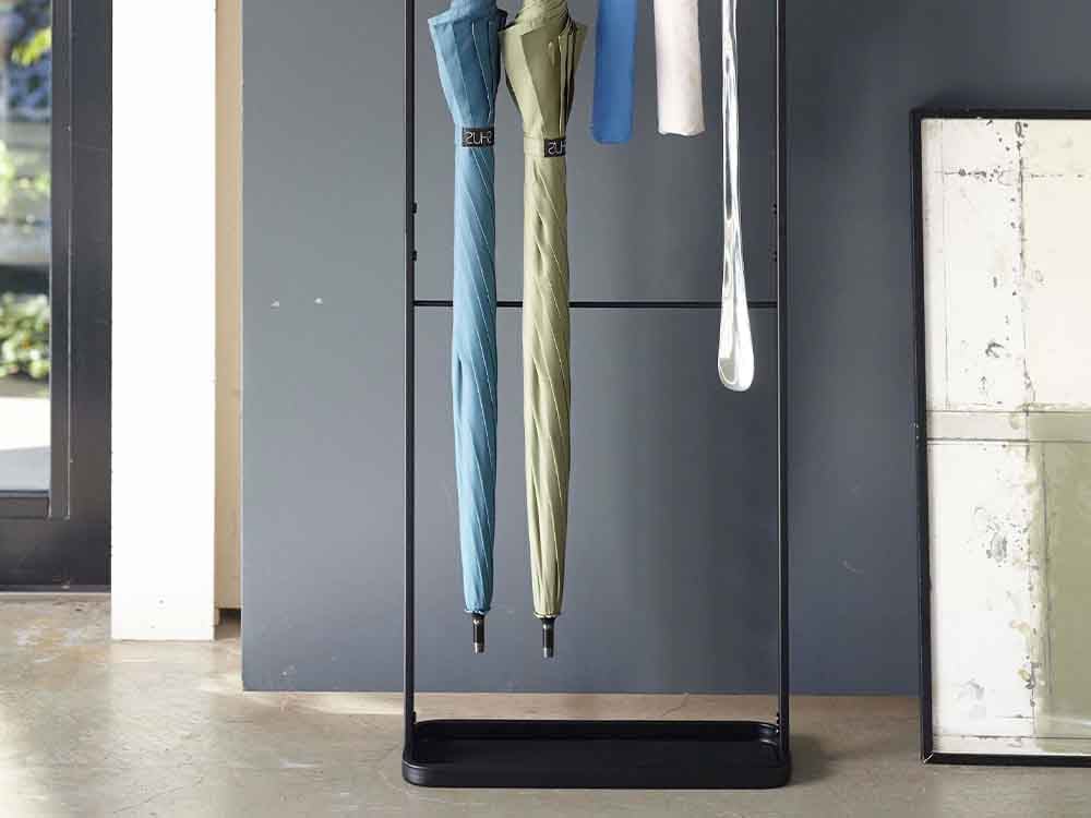 YAMAZAKIタワー天板引っ掛け傘立て、スチールと木調