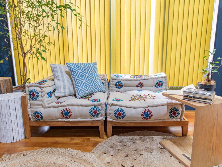 a.depecheのブロックマルチソファ、リビング用クッション付き