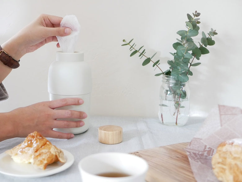 ideacoラバーウッド製ロールウェットティッシュケース