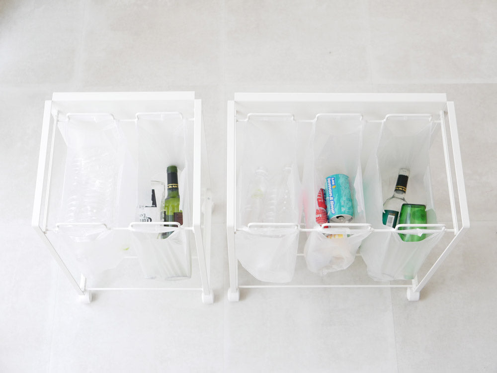 Yamazakiタワー目隠し分別ダストワゴン、2分別