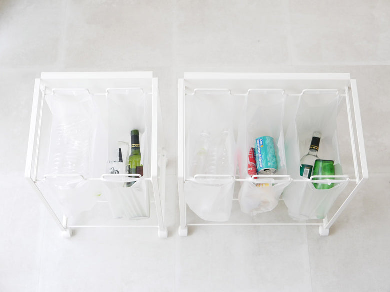 Yamazakiタワー目隠し分別ダストワゴン、2分別